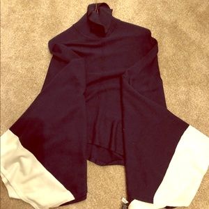 White House Black Market Navy and White poncho